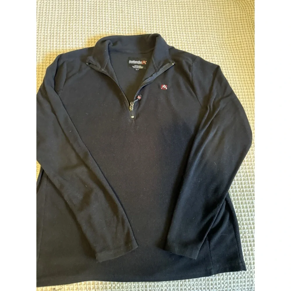 Avalanche Fleece Pullover Mens Medium Black Excellent Quarter Zip Outdoor Jacket